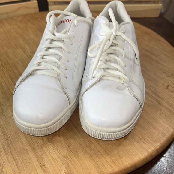 LACOSTE Sport Leather Sneaker Men's Size US 9 Women's 10.5 White/Red Lace up - Picture 6 of 6